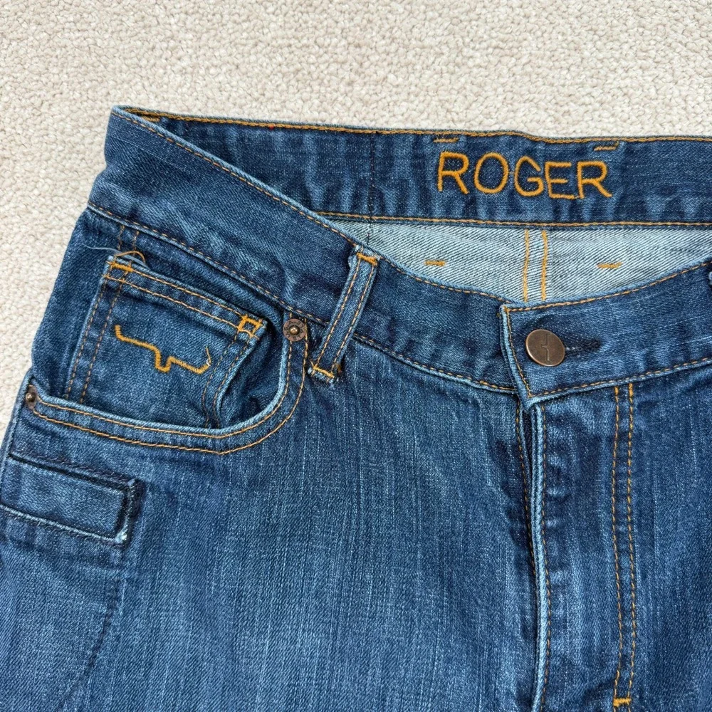Kimes Ranch Mens 31x32 (Fit 30x33) Roger Jeans Blue Straight Leg Made USA Denim